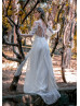 Off Shoulder Ivory Lace Chiffon Handmade Sexy Wedding Dress